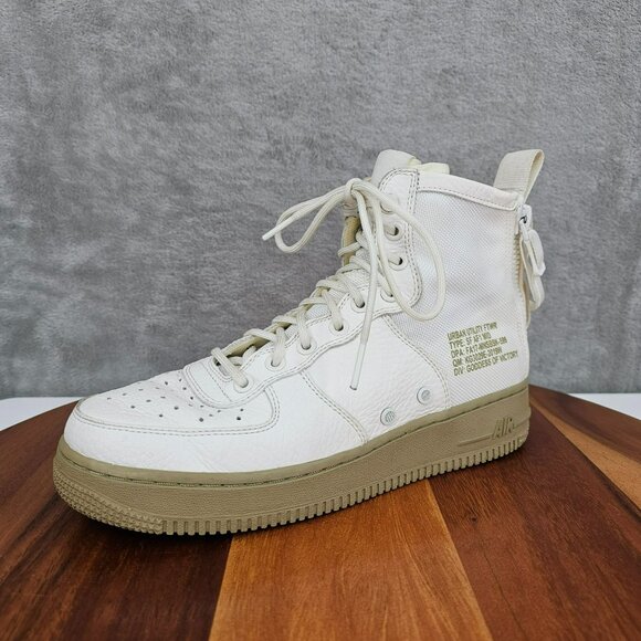 Nike Mens SF Air Force 1 Mid Top Sneakers Shoes 7.5 Ivory Olive 917753-101 2017 - Picture 14 of 14